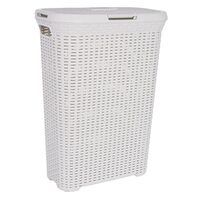 Szennyes kosár, Curver, 2 fogantyú, tetővel, műanyag, krém, 40 L, 45x26,5x61,5 cm