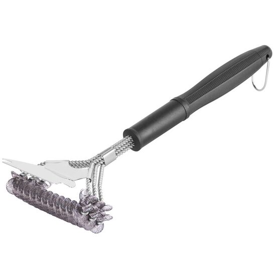 Grilltisztító kefe, Strend Pro, rozsdamentes acél, huzal, 41,5x16x8,8 cm