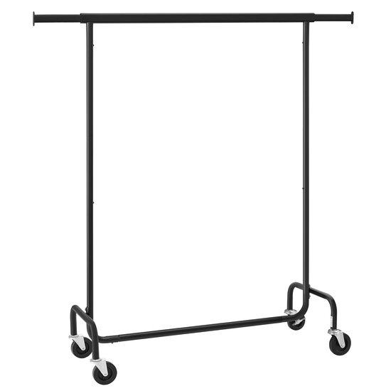 Mobil állvány kerekekkel ruha tárolására, Artool, állítható, acél, fekete, max 136 kg, 110-150x45x160 cm