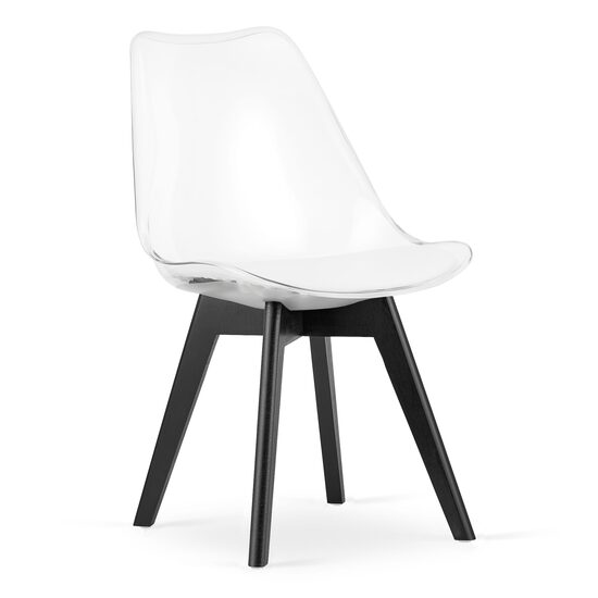 Konyha/nappali szék, Artool, Mark, PP, fa, átlátszó és fekete, 49x43x82 cm