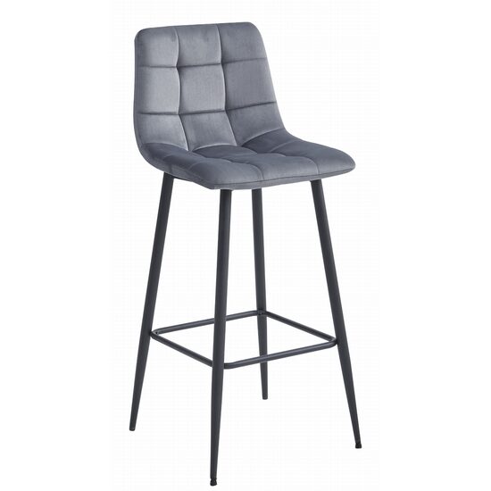 Konyhai/bárszék, Artool, Arceto, bársony, acél, szürke és fekete, 43,5x32,5x104 cm