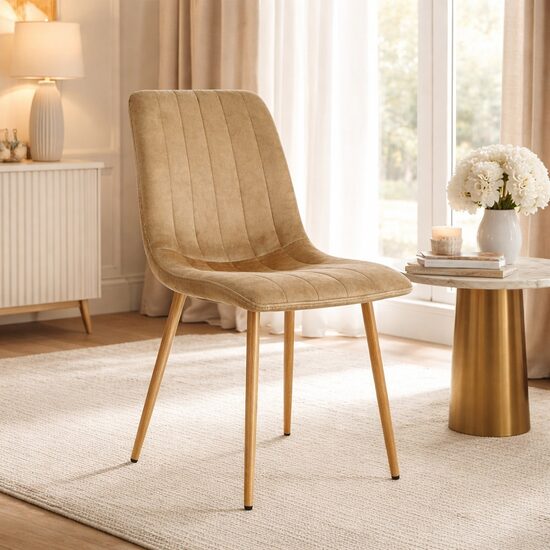 Konyha/nappali szék, Artool, Lava, bársony, fém, barna, 45x55x86 cm