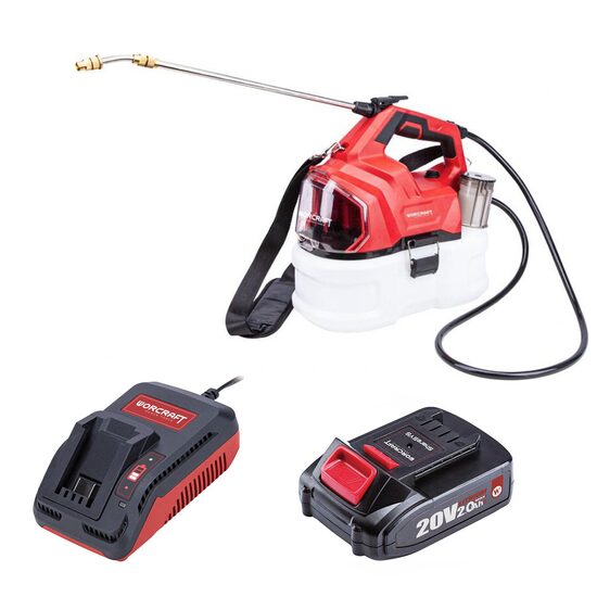 Kerti permetező, permetező pumpa 5 l, vermorel, elektromos, 2Ah akkumulátorral, töltővel, 20V Li-ion, Worcraft