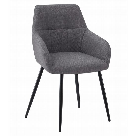 Scaun stil fotoliu bucatarie/living, Artool, Beni, stofa, metal, gri inchis si negru, 57x59x85 cm (3909_1)