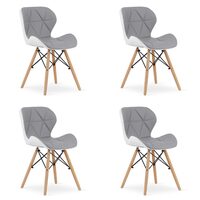 Set 4 scaune stil scandinav, Artool, Lago, piele ecologica, lemn, gri si alb, 47x52x73 cm (3797_1SP)