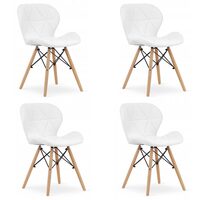 Set 4 scaune stil scandinav, Artool, Lago, piele ecologica, lemn, alb, 47x38x73 cm (3326_1SP)