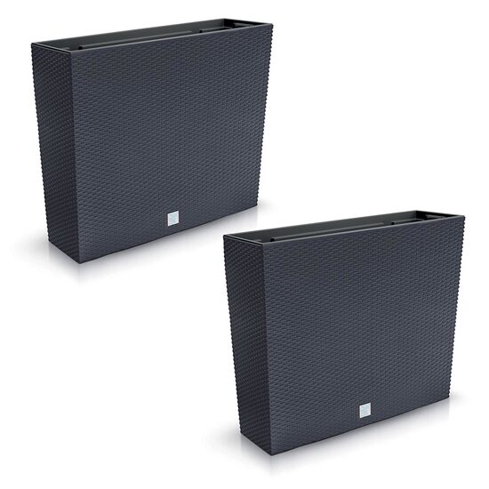 Set 2 jardiniere decorative, imitatie ratan, Rato Case, 58x18x49.8 cm, antracit (DRC600T-S433-S2)