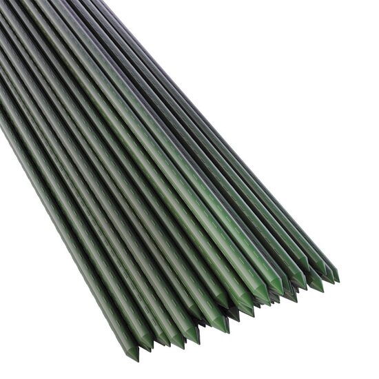 Set 25 suporti/araci pentru plante, rosii, metal + PVC, verde, 210x2 cm (211771SP)