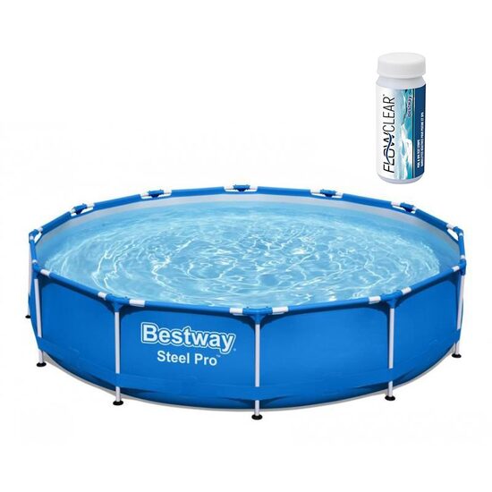 Piscina structura metalica, rotunda, albastru, 366x76 cm, test analiza apa, Bestway Steel Pro (141314)
