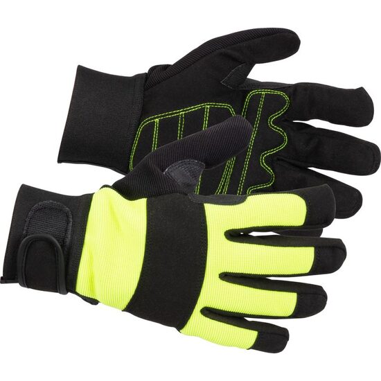 Manusi piele sintetica, spandex, intarite, negru si galben, marimea 09/L, Strend Pro Zarso (3134244)