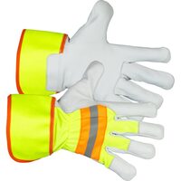 Manusi poliester/piele, reflectorizante, alb si galben, marimea 09/L, Strend Pro Janus (3134300)