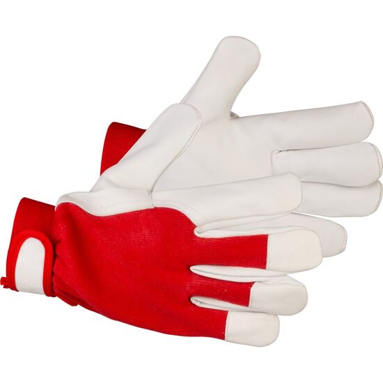 Manusi piele de capra, bumbac, rezistente la frig, rosu si alb, marimea 10/XL, Strend Pro Marvic (3134265)