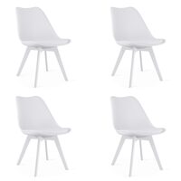 Set 4 scaune bucatarie/living, Artool, Mark, PP, piele ecologica, alb, 49x43x82 cm  (4014_1SP)