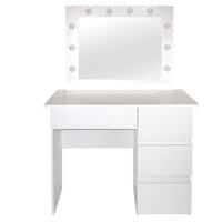 Masa de toaleta/machiaj, Irina, alba, cu oglinda si LED-uri, 94x43x141 cm (143707)