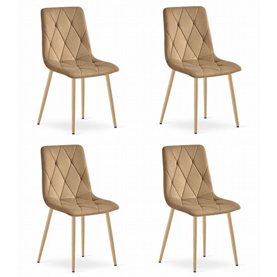 Set 4 scaune bucatarie/living, Artool, Libra, catifea, metal, maro, 45x54x86.5 cm (3928_1SP)