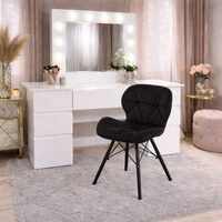 Masa de toaleta/machiaj, Antonia, alba + scaun Lago, negru, cu oglinda si LED-uri, 155x42x135 cm (146272)