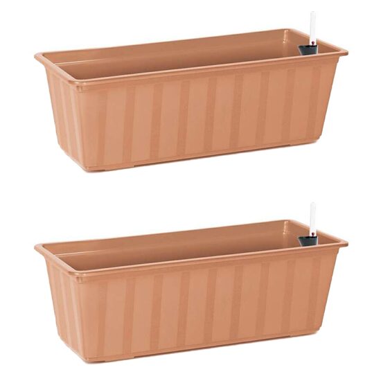 Jardiniera pentru flori cu sistem irigatie, maro,(set 2buc) 11 L, 60x18x14 cm (IS6CAN-R624-S2)