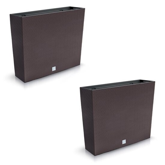 Jardiniera decorativa, imitatie ratan, Rato Case, maro,(set 2 buc) 58x18x49.8 cm (DRC600T-440U-S2)