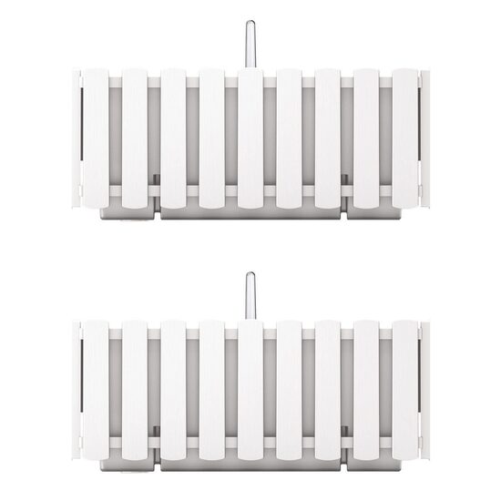 Jardiniera decorativa cu suport metalic, Boardee Fencycase W, alb,(set 2 buc) 38x18x16.2 cm (DDEF400W-S449-S2)
