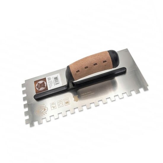 Gletiera inox Olejnik, intarita, cu zimti 10x10, Premium Silver, 45.7x13cm x 0.7mm, maner piele alcantara (127713457E10-MLSS)