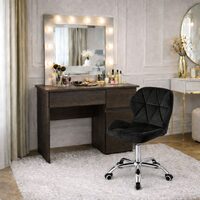 Masa de toaleta/machiaj, Irina, wenge + scaun Avola, negru, cu oglinda si LED-uri, 94x43x141 cm (146685)