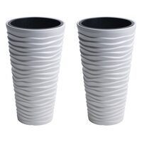 Set 2 ghivece de flori Sand Slim 400, rotund, inalt, alb, 39x75 cm, (DPSA400-S449-S2)