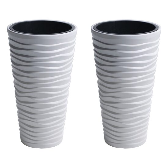 Set 2 ghivece de flori Sand Slim 400, rotund, inalt, alb, 39x75 cm, (DPSA400-S449-S2)