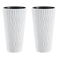 Set 2 ghivece de flori Sandy Slim 350 rotund, alb, 34.9x62 cm (DPSP350-S449-S2)