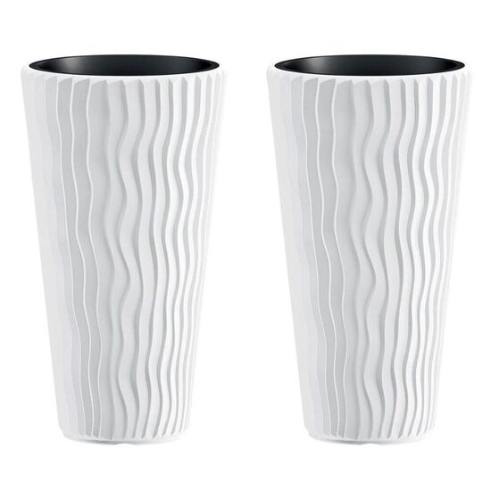 Set 2 ghivece de flori Sandy Slim 350 rotund, alb, 34.9x62 cm (DPSP350-S449-S2)