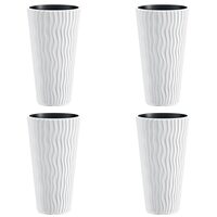 Set 4 ghivece de flori Sandy Slim 350 rotund, alb, 34.9x62 cm (DPSP350-S449-S4)