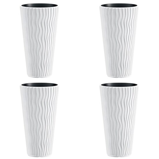 Set 4 ghivece de flori Sandy Slim 350 rotund, alb, 34.9x62 cm (DPSP350-S449-S4)