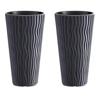 Set 2 ghivece de flori Sandy Slim 350 rotund, antracit, 34.9x62 cm (DPSP350-S433-S2)