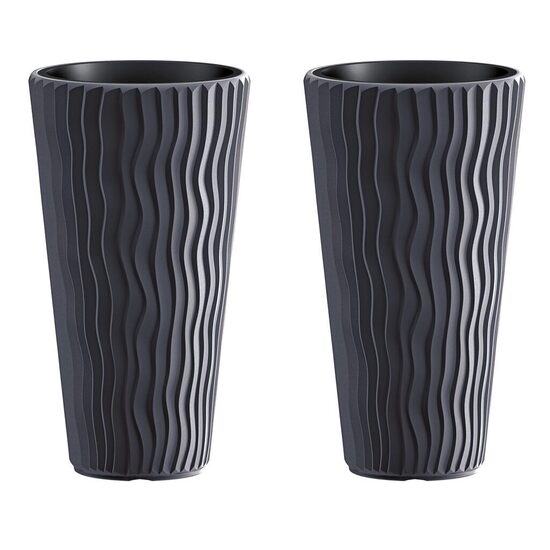 Set 2 ghivece de flori Sandy Slim 350 rotund, antracit, 34.9x62 cm (DPSP350-S433-S2)