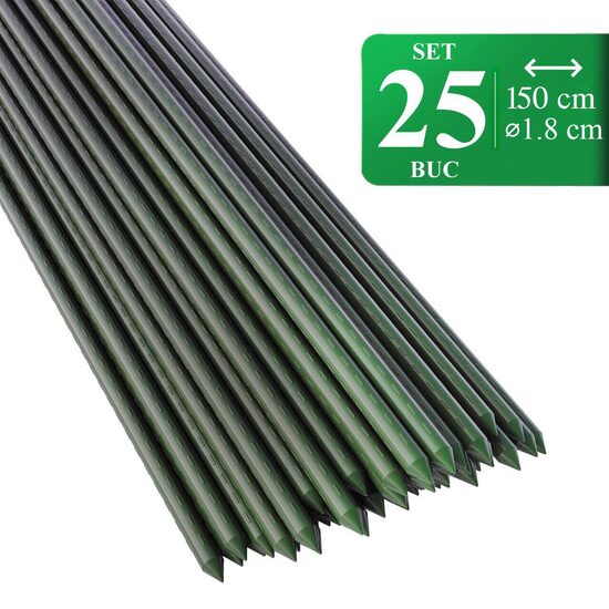 Suport/arac pentru plante, rosii, metal + PVC, 150x1.8 cm, verde,(set 25 buc) * 244802 (147361)