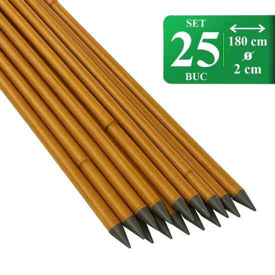 Suport/arac pentru plante, rosii, metal + PVC, 180x2 cm, maro,(set 25 buc) * 211957 (147385)