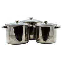 Fazekak fedővel, rozsdamentes acél, 3 részes készlet, Perfect Home