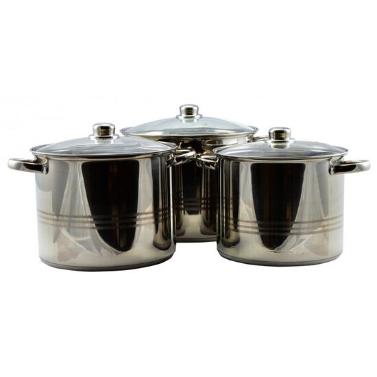 Fazekak fedővel, rozsdamentes acél, 3 részes készlet, Perfect Home