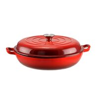 Fazék fedővel, zománcozott öntöttvas, piros, 2,5 L, Perfect Home