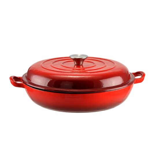 Fazék fedővel, zománcozott öntöttvas, piros, 2,5 L, Perfect Home