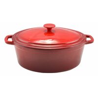 Zománcozott öntöttvas edény fedővel, piros, 6,2 L, Perfect Home