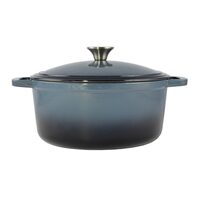 Zománcozott öntöttvas edény fedővel, rozsdamentes acél fogantyú, kék, 5,2 L, Perfect Home