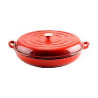 Fazék fedővel, zománcozott öntöttvas, piros, 5 L, Perfect Home