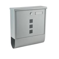 Postafiók újságtartóval, horganyzott acél, ezüst, 30,7x10x34 cm