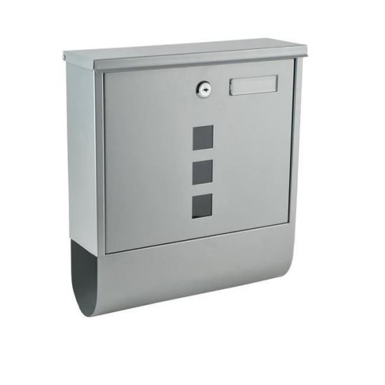 Postafiók újságtartóval, horganyzott acél, ezüst, 30,7x10x34 cm