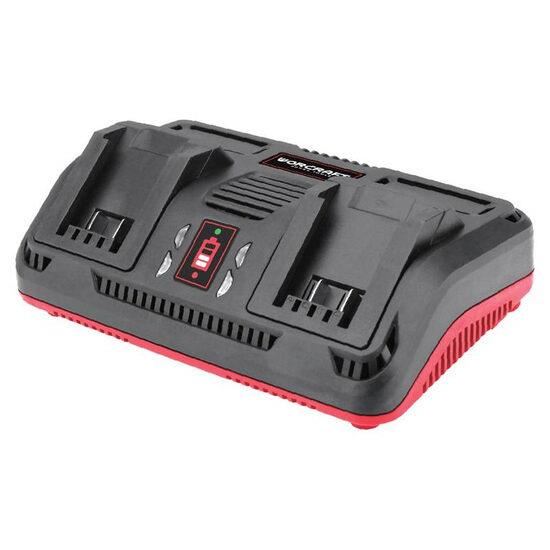 Worcraft dupla szerszám töltő, 2x20 V, 4 A