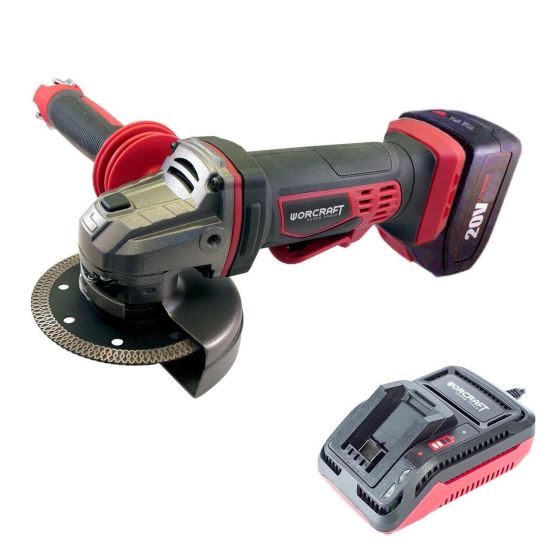 Sarokcsiszoló (flex), 20V Li-ion, 2 Ah akkumulátorral, töltővel, 115 mm, Worcraft