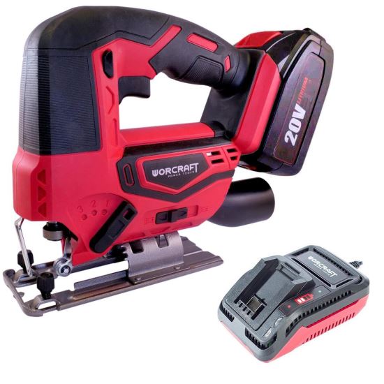 Ingafűrész, 20V Li-ion, 2 Ah akkuval, töltővel, Worcraft
