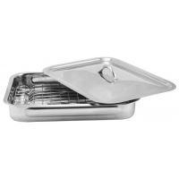 Tálca grill fedéllel, rozsdamentes acél, 34,5x22,5x5,5 cm, Perfect Home