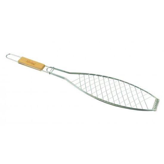 Perfect Home grillező rács, fa fogantyúval, halaknak, 56,5x11,6 cm