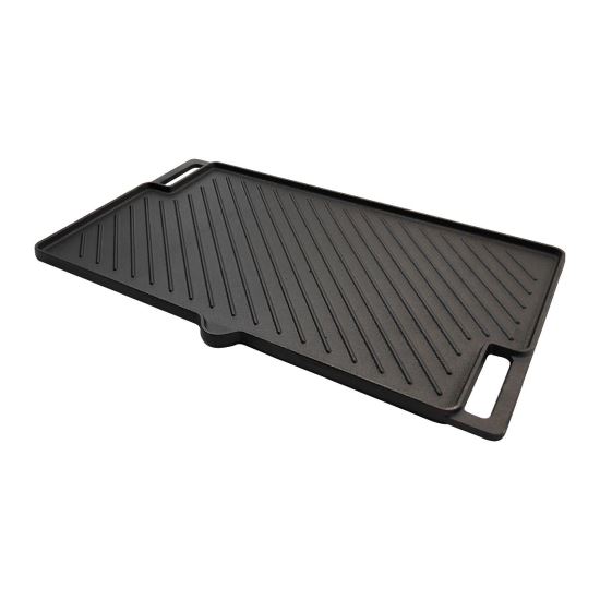 Grilltányér, öntöttvas, téglalap alakú, 2 oldalas, 44,5x25 cm, Perfect Home 